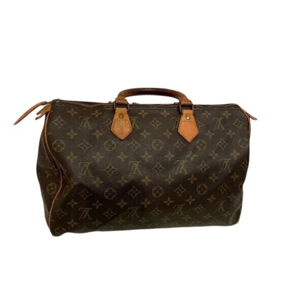 Louis Vuitton Vintage Speedy 35 Satchel Shoulder Bag Brown Monogram Chic Luxury - Picture 9 of 16